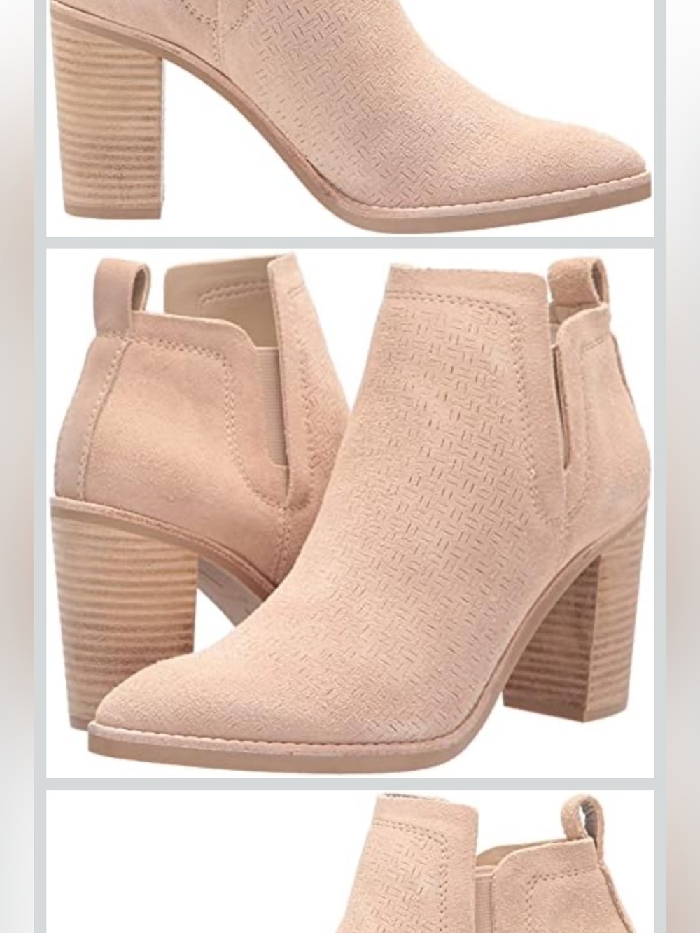 Dolce Vita Blush Suede Ankle Booties with Stacked Heel Size 8